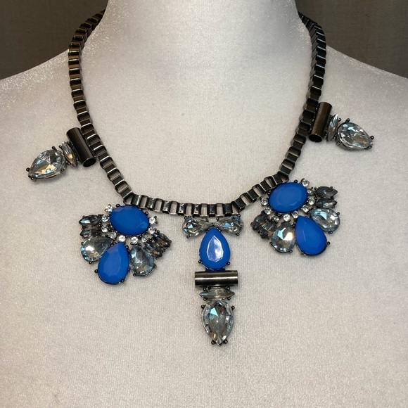 Express Y2k Blue Crystal Silver Wings Beautiful Statement Necklace - Picture 15 of 15